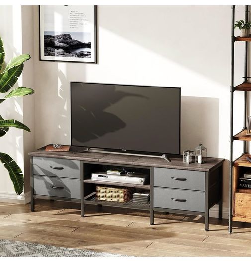 TV Stand with Storage, TV Console Table - 63 Inch, Grey