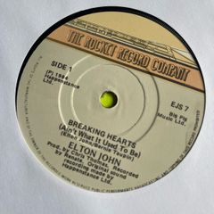 Elton John. Breaking hearts vinyl record single in vg+ condition