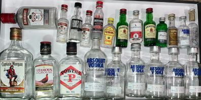 Hennessy Cognac absolut vodka whiskey paddy powers Jameson bacardi jagermeister Empty Bottles