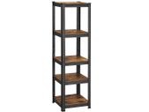 Heavy-duty shelf narrow with 5 shelves up to 400 kg loadable  adjustable shelves, industrial design, vintage brown-black