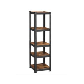 Heavy-duty shelf narrow with 5 shelves up to 400 kg loadable  adjustable shelves, industrial design, vintage brown-black