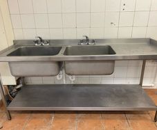 Stainless Steel Sink x 2 and Shelves