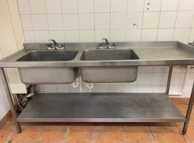 Stainless Steel Sink x 2 and Shelves