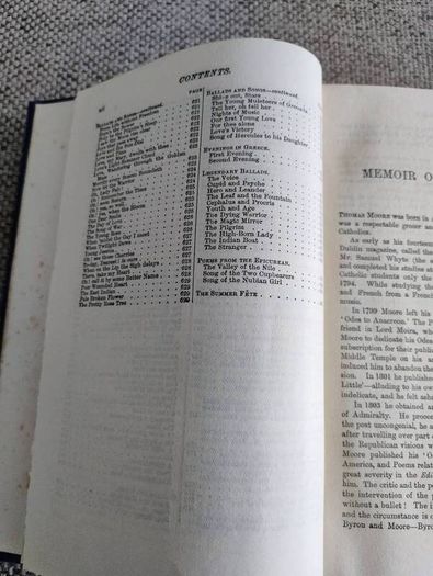 The Poetic Works of Thomas Moore 1895 hardback with a split on the inside cover see photos FREE STANDARD POSTAGE INCLUDED