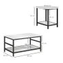 Coffee table set, 2 side tables, marble-look, adjustable feet, steel, Black White Image 2