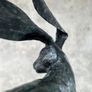 Running Hare (45cm) - Green Speckled Bronze Image 3