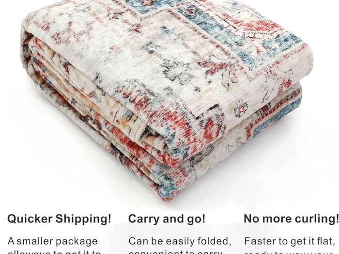 Rugs Living Room 90X150cm, Non Slip Large Area Rugs for Machine Washable, Vintage Style and Soft Low Pile Floor Carpet