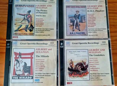 4x2 CD's - Gilbert and Sullivan - The Gondoliers / HMS Pinafore / The Micado / The pirates of Penzance. VG condition.