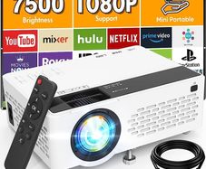 Mini Projector 7500 Lumens Portable Video Projector Full HD 1080P Support, Multimedia Outdoor Home Cinema Projector Compatible with HDMI (FREE SHIPPING)