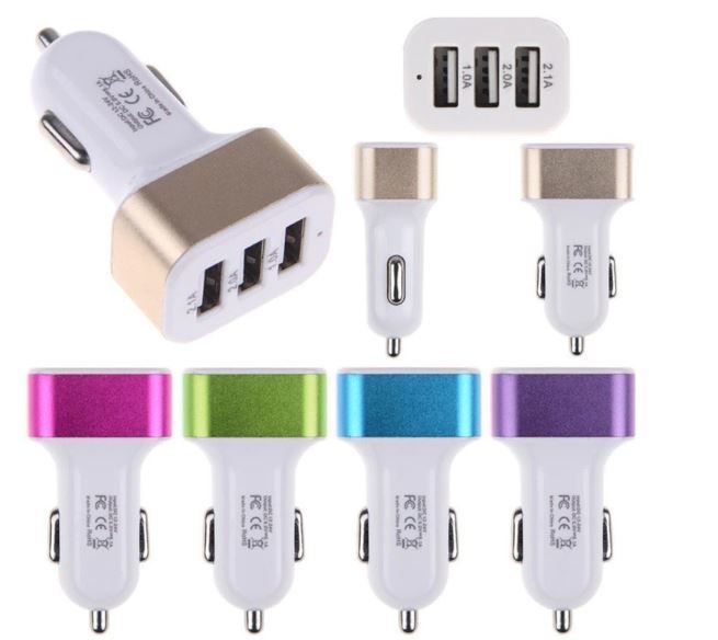 USB Fast Charger Car Plug 3 USB Port