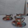 Japanese Satsuma style porcelain tea set decorated with heavy Moriage Image 7