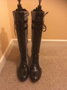 Brand New Black and White Tall Boots, Size 40