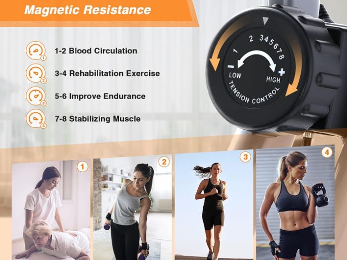 BCAN Folding Exercise Bike with Magnetic Resistance, Pulse Monitor and Comfortable Seat