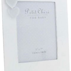 Petit Cheri Baby Collection 5" X 7" frame with hearts - Blue