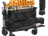 Foldable Double Decker Wagon, 400L Collapsible Wagon Cart with All-Terrain Wheels, Heavy Duty Folding Wagon Cart 225 lbs Weight Capacity for Camping, Shopping, Garden, 52