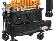 main image for ad Foldable Double Decker Wagon, 400L Collapsible Wagon Cart with All-Terrain Wheels, Heavy Duty Folding Wagon Cart 225 lbs Weight Capacity for Camping, Shopping, Garden, 52" Extra Long Extender