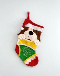 Pre Owned "Santa's Favourite Dog" Plush Christmas Stocking