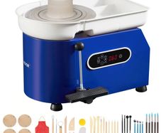 Pottery Wheel 11 in Clay Wheel Forming Machine, 60-300 RPM Adjustable Speed with Handle and Pedal Control, ABS Detachable Basin, Accessory Kit for Adults and Beginners 450W