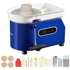 Pottery Wheel 11 in Clay Wheel Forming Machine, 60-300 RPM Adjustable Speed with Handle and Pedal Control, ABS Detachable Basin, Accessory Kit for Adults and Beginners 450W