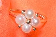 14K/ 14ct Yellow Gold Pearl Cluster Ring