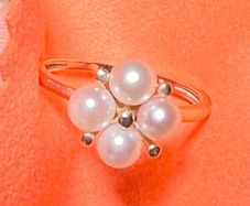 14K/ 14ct Yellow Gold Pearl Cluster Ring