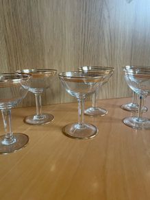 Vintage Gold Ring Champagne Coupe Glasses