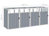 Quadruple Garbage Bin Shed Grey 286x81x121 cm Steel