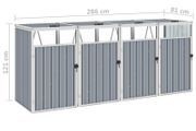 Quadruple Garbage Bin Shed Grey 286x81x121 cm Steel