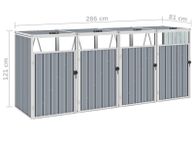 main image for ad Quadruple Garbage Bin Shed Grey 286x81x121 cm Steel