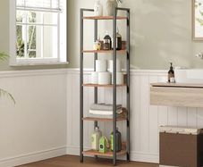 Bookshelf, 5-Tier Bookcase, Standing Book Shelf for Small Space, Storage Shelf Organizer, for Living Room, Bedroom, Study, Balcony, Rustic Brown and Black