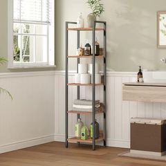 Bookshelf, 5-Tier Bookcase, Standing Book Shelf for Small Space, Storage Shelf Organizer, for Living Room, Bedroom, Study, Balcony, Rustic Brown and Black