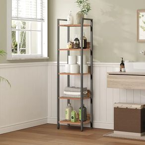 Bookshelf, 5-Tier Bookcase, Standing Book Shelf for Small Space, Storage Shelf Organizer, for Living Room, Bedroom, Study, Balcony, Rustic Brown and Black