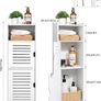 Waterproof Bathroom Cabinets,Bathroom Storage Units with Open Storage Shelf,Free-standing Floor Cabinets,Corner Organizer Cupboard for Bedroom Kitchen Hallway,White. Image 4