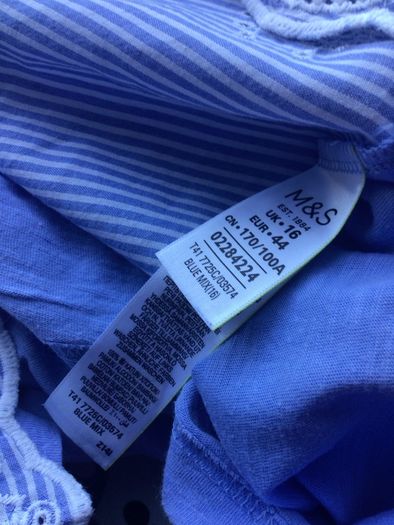 Marks and Spencer Ladies blue and white 100% Cotton stripe top size 16/includes Postage