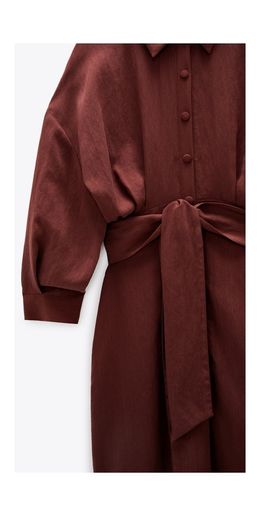 Zara belted shirt dress, maroon, S