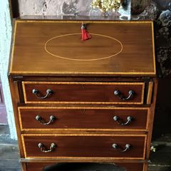 A Sheraton style inlaid mahogany Desk Bureau