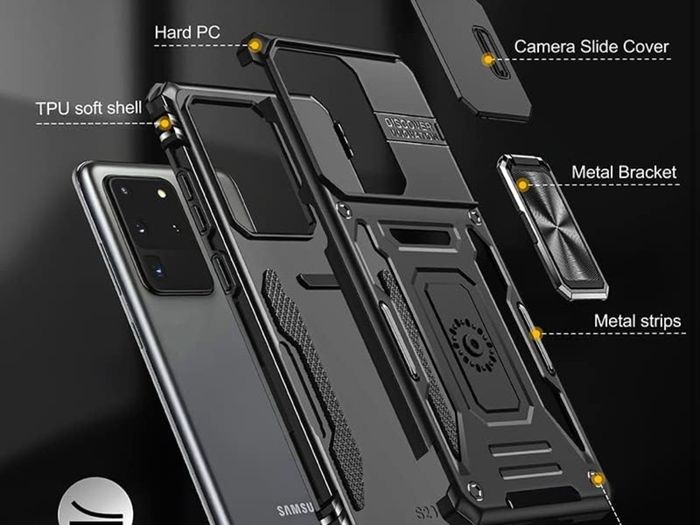 Samsung Galaxy S20 Ultra Case, Military grade protective phone case, with Screen Protector Film 2x, Slide Camera Cover