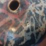 Fabulous Vintage Small Hand-Thrown Art Pottery Pebble Shaped Vase with Lovely Abstract Glaze Pattern in Blacks, Whites, Pinky-Red with Gold Flakes, Hand Made, But Unknown Maker, Circa 1975 Image 6