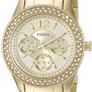Fossil Multi-Function Women's Quartz Analog Crystals Champage Dial Stella Yellow gold toned steel round dress casual watch 38 mm 50M water resistance Image 2