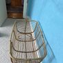 Vintage 1960s Rattan Crib Cradle on Castors with Canopy Arm Image 2