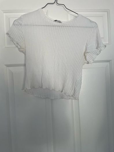 Zara white ribbed crop tshirt top size S