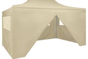 Foldable Tent Pop-Up with 4 Side Walls 3x4.5 m Cream White