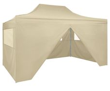 Foldable Tent Pop-Up with 4 Side Walls 3x4.5 m Cream White