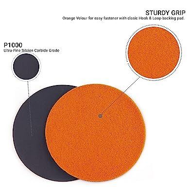 GLASS POLISH 13201 GP-PRO20 Silicon Carbide Sanding Disc with Hook and Loop | P1000 Abrasive Disc | 50mm | Pack of 50