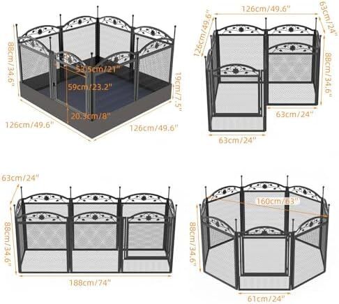 Dog Playpen, Large Heavy Duty Indoor/Outdoor Pet Whelping Pen Box with Waterproof Fertility Mat, Black (126x126x80cm)