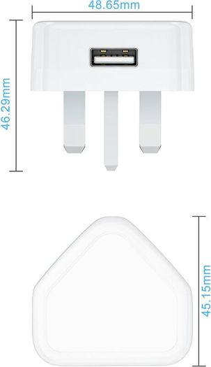 USB Plug UK,USB Charger Plugs Adaptor UK 5W Phone Plugs with USB Port Compact Mains Charge Head with Smart IC 5V 1AMP Charging Compatible with iPhone 13 12 11 SE XS XR X 8 7 6 5,iPad,Watch,2Pack