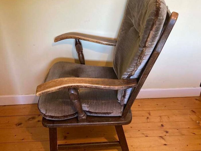 Vintage Wooden High Back Armchair | Solid & Comfortable