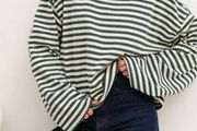 Bohemela at Shein Green Striped Sweatshirt UK 14