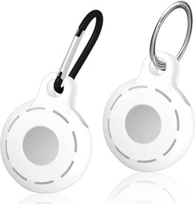 Airtag Case/Airtag Keychain Full Protection Airtag Holder Accessories - 2 Pack (White)