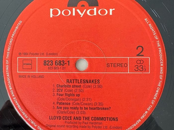 Lloyd Cole and the Commotions - Rattkesnakes. Dutch 1st pressing. Lovely condition. LPLooks unplayed.